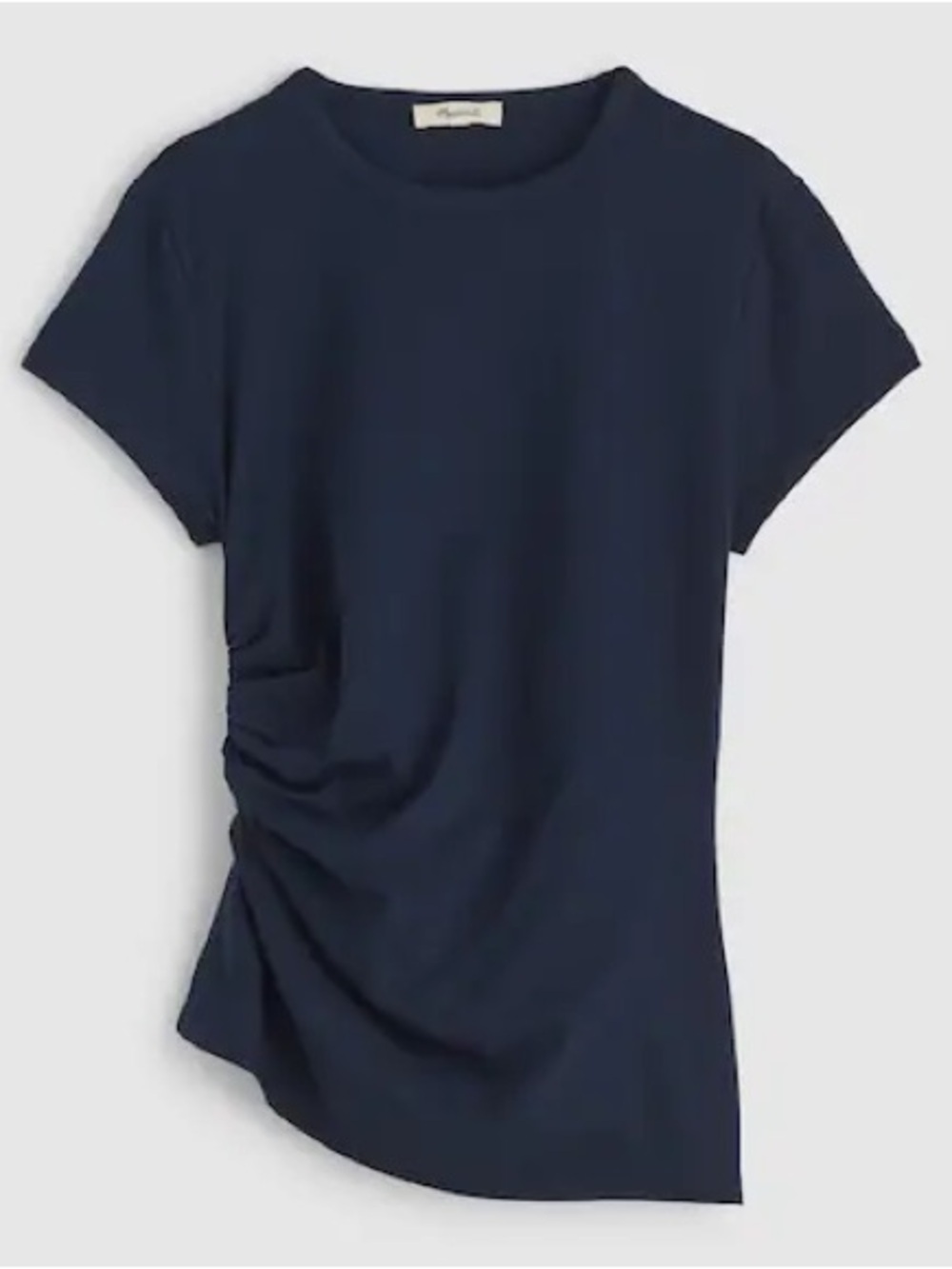 Madewell Asymmetric Ruched Tee in Allday Jersey